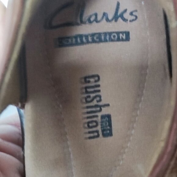 Clarks Collection soft cushion sandals women's size 8 leather 2 tone brown - Picture 8 of 16
